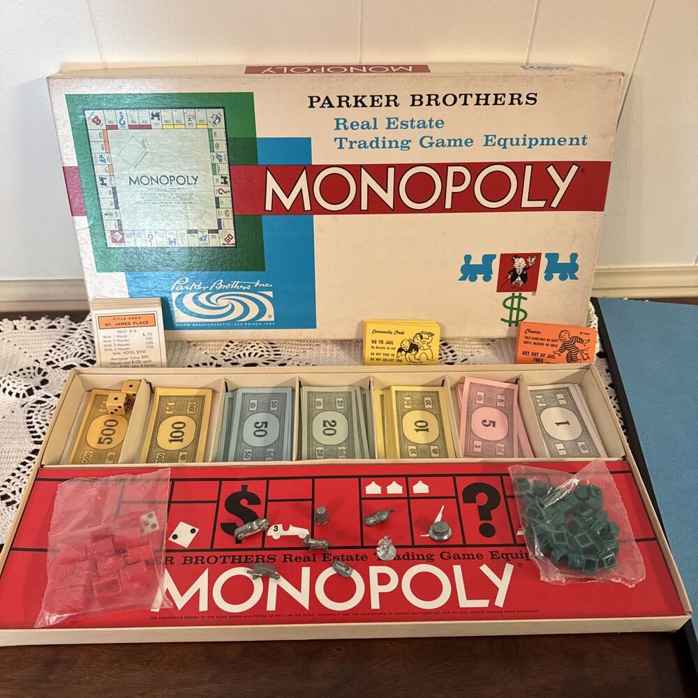 Vintage 1961 Monopoly Board Game COMPLETE Original Classic Long Box Parker Bros